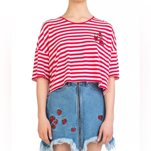 The Kooples
Rose-Embroidered Striped Cropped Top - Picture 3 of 3